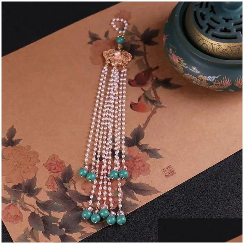 Brooches Elegant Alloy Pearl Long Tassel Butterfly Women Hanfu Ornament Cheongsam Accessory Fashion Jewelry Chinese Style Brooch