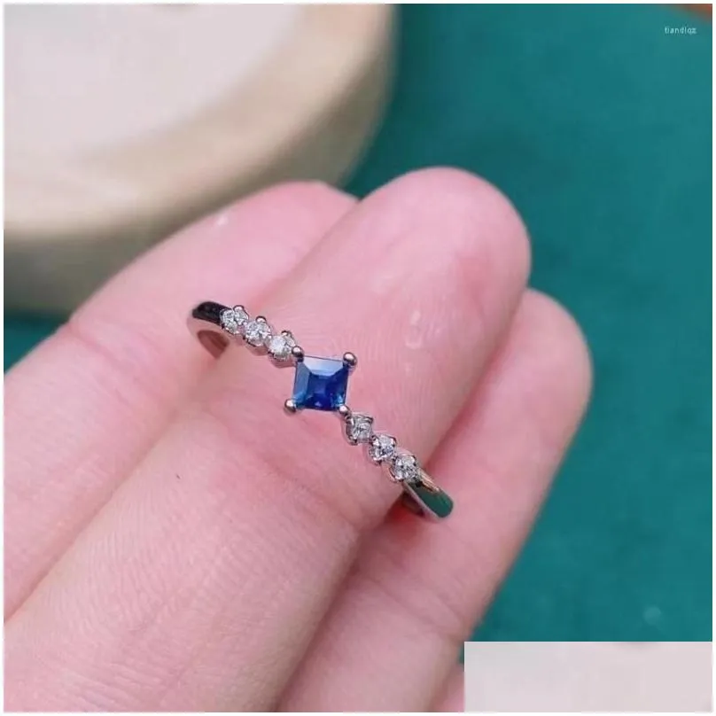 Cluster Rings 925 Silver Inlaid Natural Sapphire Women`s Ring Fine Craftsmanship Light Luxury Jewelry Anniversary Gift Customizable