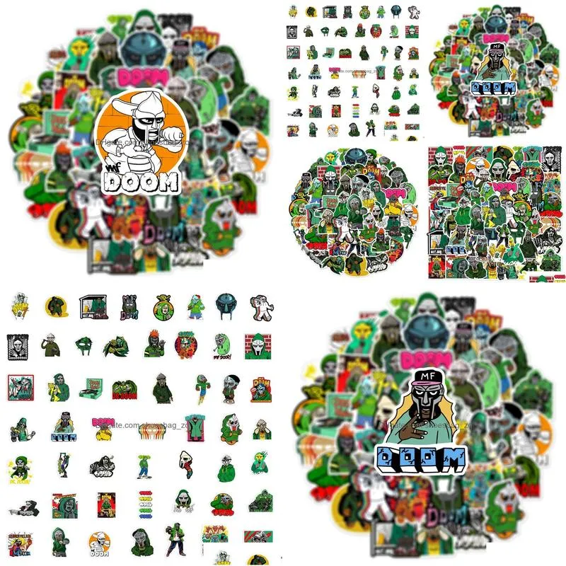 50PCS Cool Hip Hop Rapper Mf Doom Stickers Singer Graffiti sticker Kids Toy Skateboard car Motorcycle Bicycle Sticker Decals Wholesale