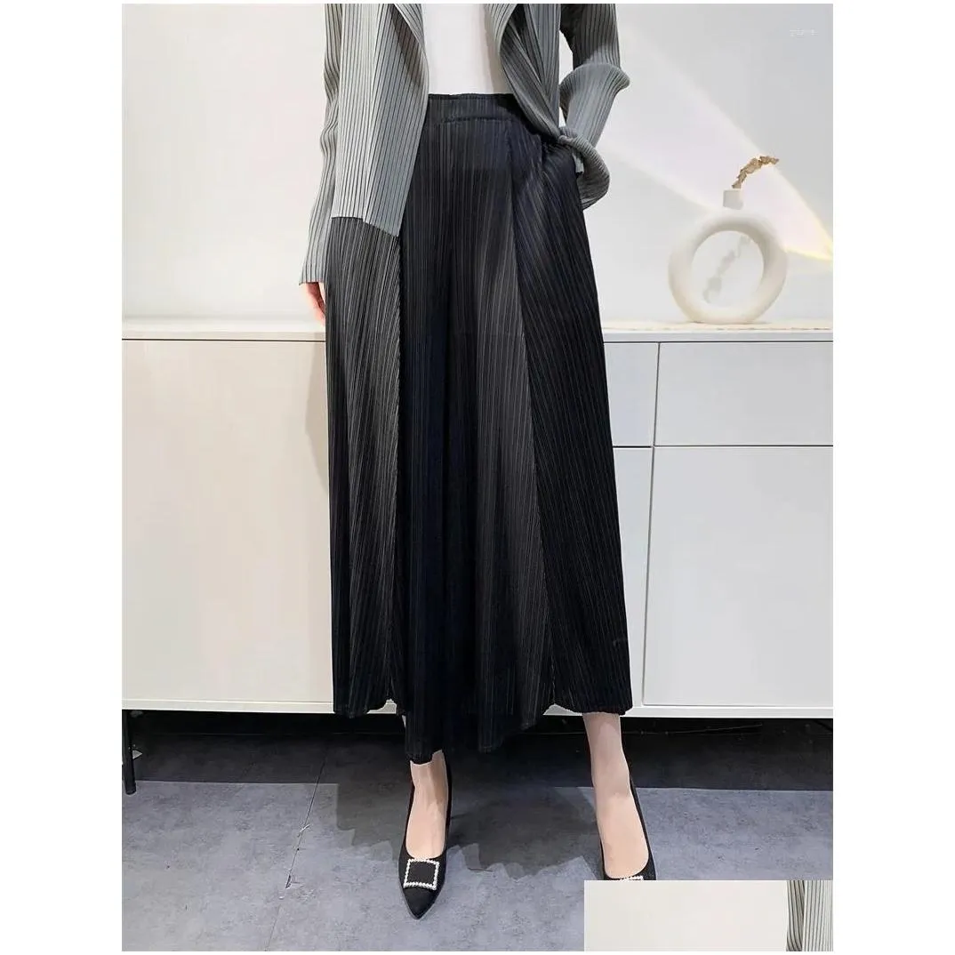 Women`s Pants 2024 Spring And Summer Pleated Women Loose Plus Size Wide Legs Bell-Bottom Irregular Comfort Casual Foreign