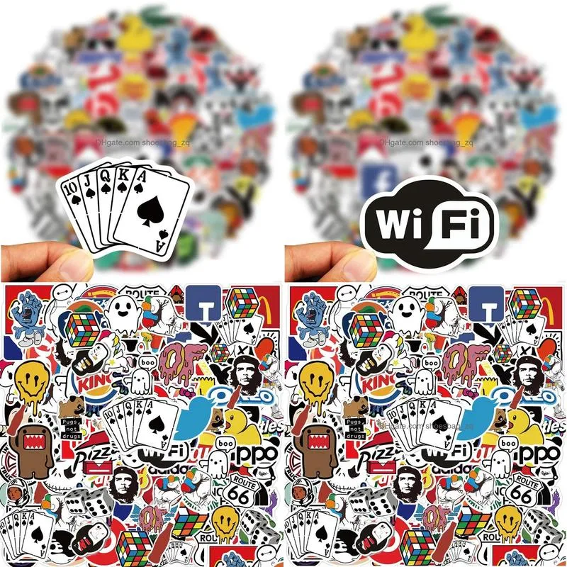 100Pcs Fashion Cool Logo Stickers Aesthetic Motorcycle Phone Car Skateboard Laptop Sticker Decal