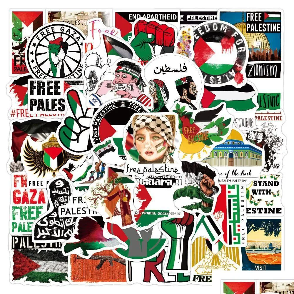 50Pcs Free Palestine Stickers Palestinians Graffiti Stickers for DIY Luggage Laptop Skateboard Motorcycle Bicycle Stickers