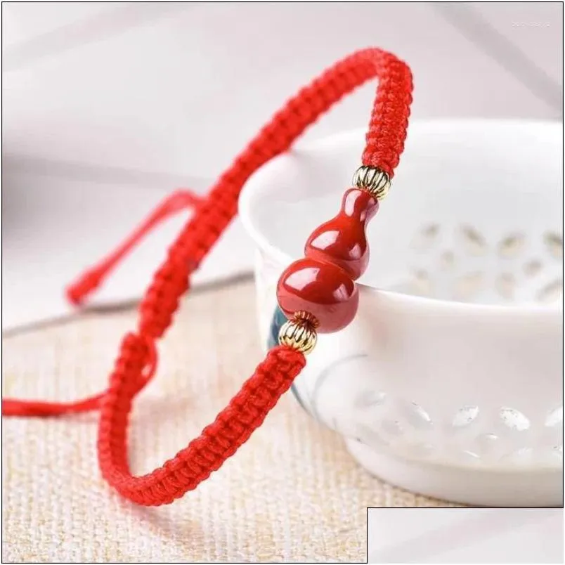 Strand Wholesale Cinnabar Red Rope Bracelet Ruyi Gourd