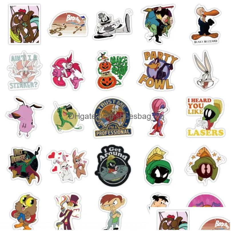 50Pcs/Lot Cute Animation Rabbit Stickers Looney Tunes Sticker Cartoon Creative Graffiti Stickers Bicycle Skateboard Guitar Suitcase Waterproof