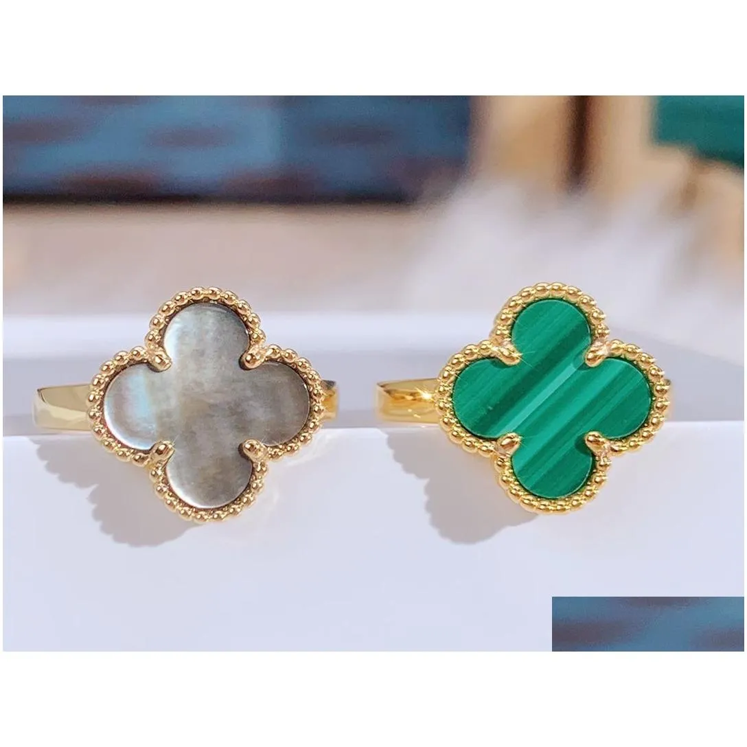 four leaf clover ring natural shell gemstone gold plated 18k for woman designer t0p highest counter advanced materials european size anniversary gift