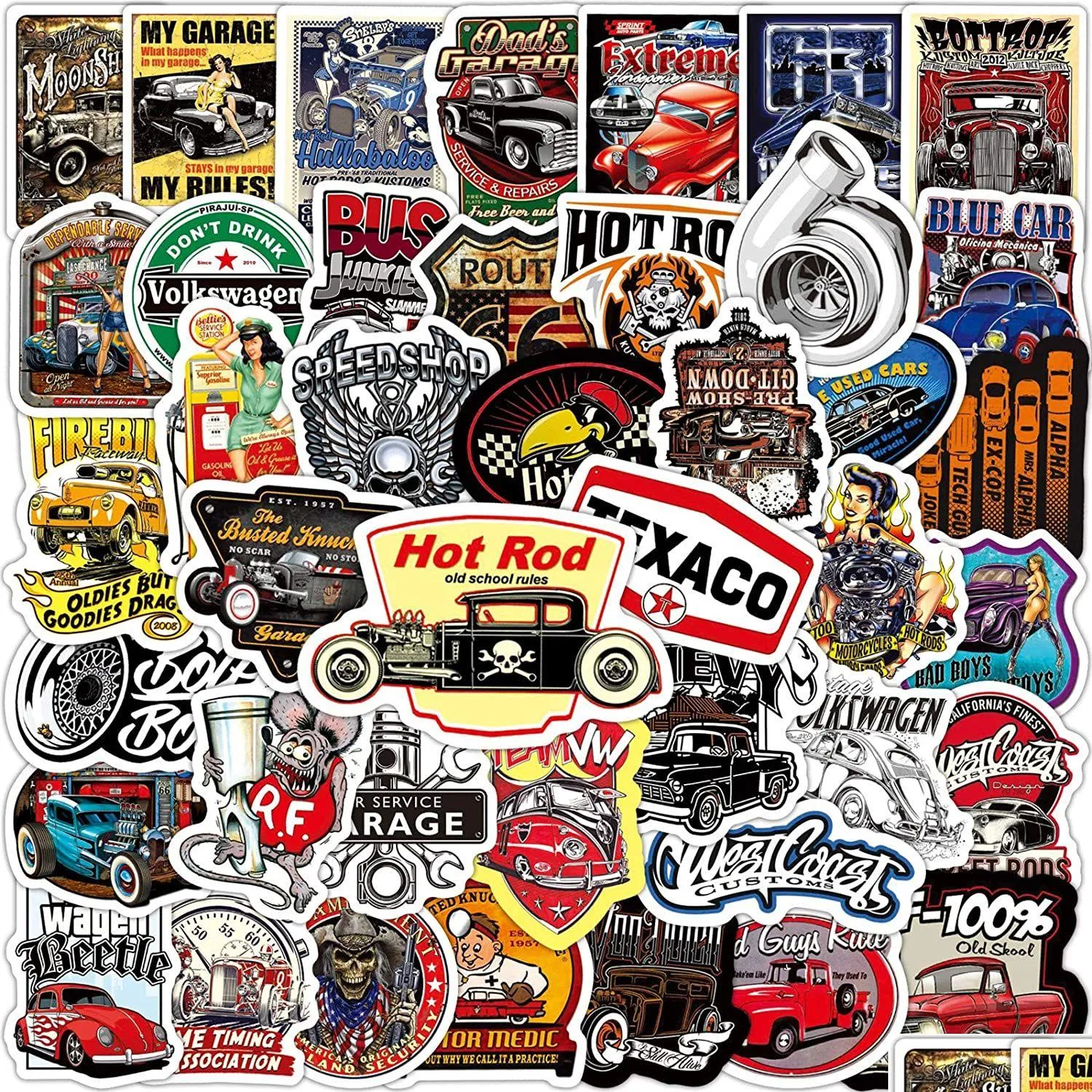 50pcs Hot Rod Sticker old car graffiti Stickers for DIY Luggage Laptop Skateboard Motorcycle Bicycle Stickers