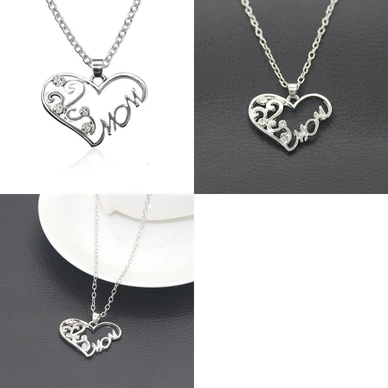 Pendant Necklaces Pendants Jewelry Diamond Peach Heart Mothers Day Gift Family Daughter Sister Crystal Necklace Drop Delivery 2021 Otsdk