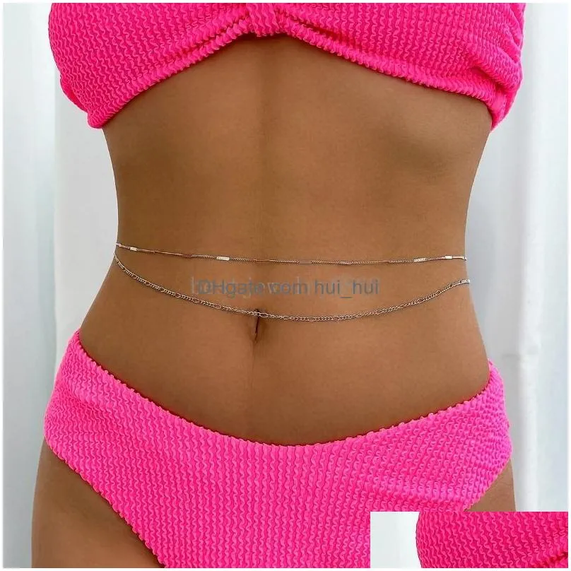 simple sexy thin chain waist belly belt for women summer beach bikinis party vintage rave body jewelry y2k accessories
