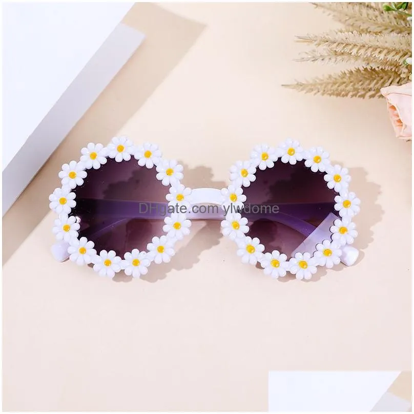 Safety Goggles New Girls Round Flower Uv400 Sunglasses Boys Children Colors Outdoor Sun Protection Baby Sport Shades Glasses Kids Drop Dhg7V