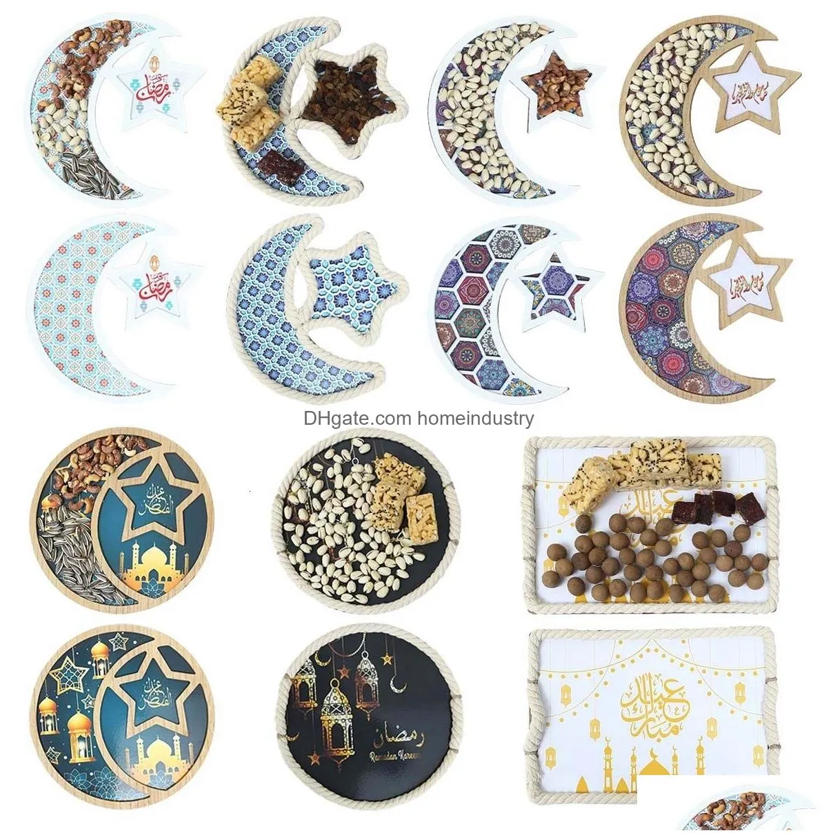 Other Event & Party Supplies Moon Star Wooden Tray Eid Mubarak Ramadan Decoration For Home Islamic Muslim Decor 2023 Kareem Al Adha Dr Dhfnd