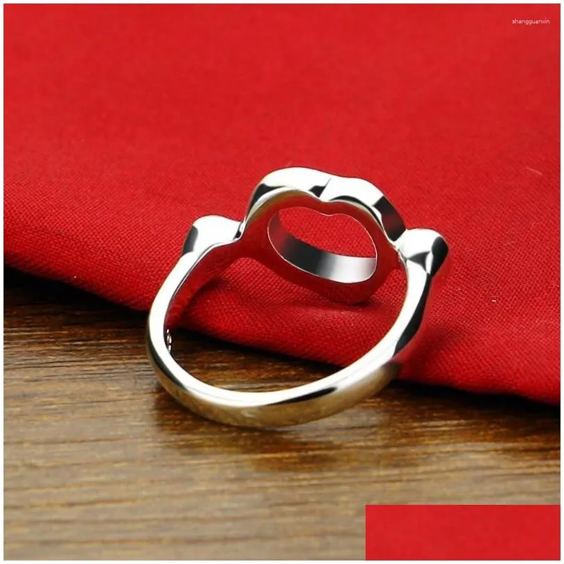 Cluster Rings Luxury Fashion 925 Sterling Silver Ring Anxiety For Women Hollow Heart Finger Street Style Minimalist Relax Jewelry