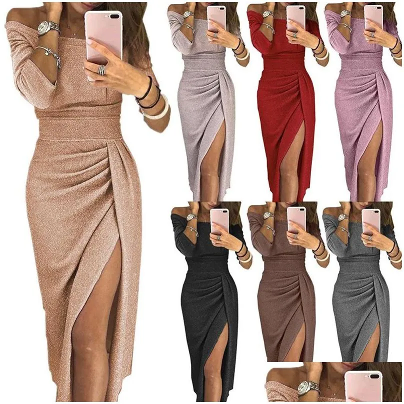 Spring Summer Women Clothes Elegant Long Dress Sexy Club Dress Evening Party Women Dresses Off Shoulder High Waist Vestido 220423