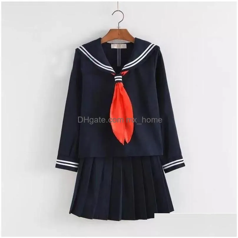 clothing sets japanese school uniform for girls autumn long-sleeve student sailor uniforms anime hell girl cosplay costume with socks