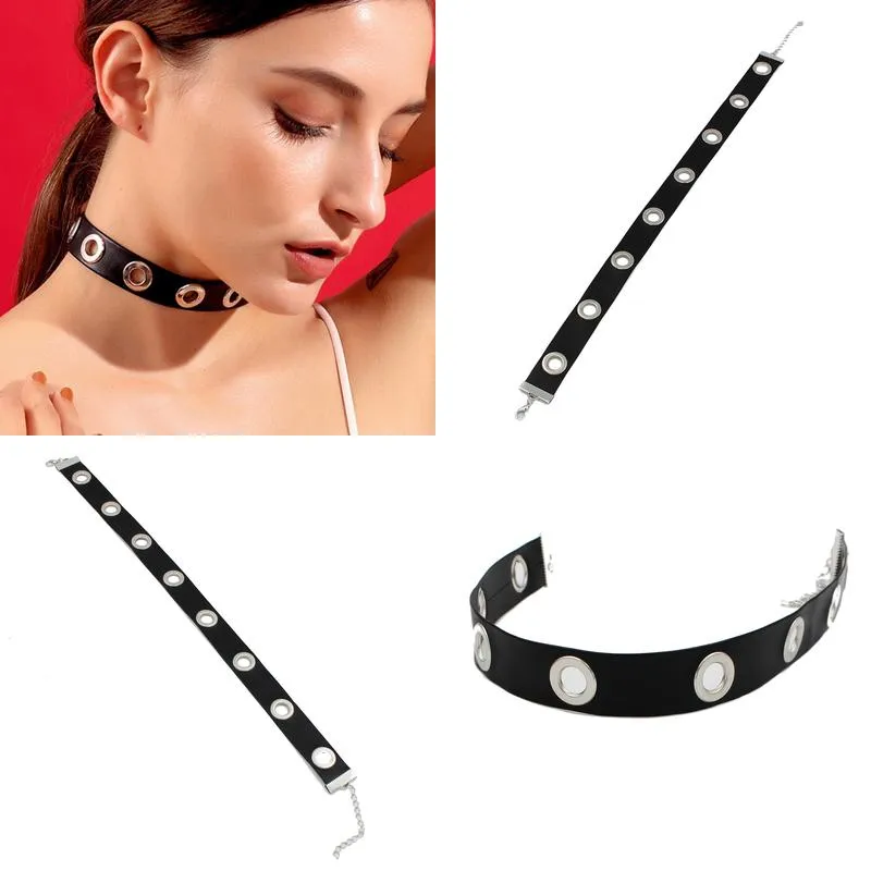 Chokers Gothic Black Spiked Punk Choker Collar Spikes Rivets Studded Chocker Necklace For Women Men Bondage Cosplay Goth Je Dhgarden Dhg4L