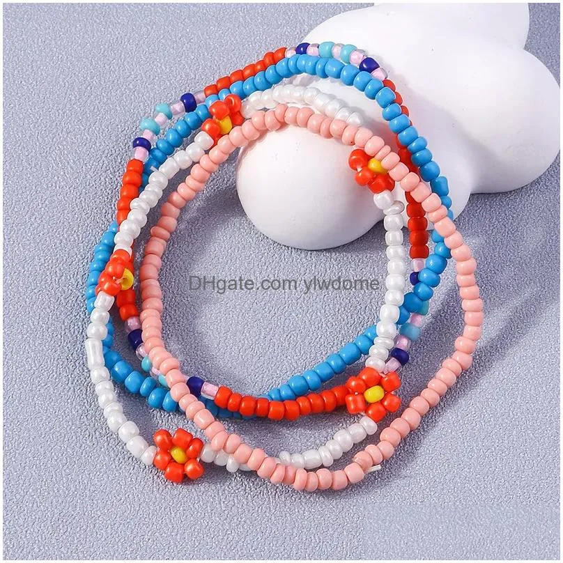 Jewelry Handmade Beaded Bracelet For Women Summer Mti Layer Colorf Beads Chain Bangles Girls Boho Wholesale In Bk Drop Delivery Baby, Dhc0W