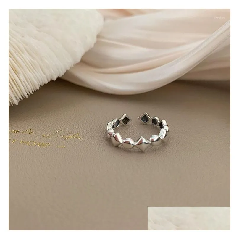 Cluster Rings Hip Hop Punk Style Personality Design Irregular Square Silver Color Finger Ring For Women Teens Charm Jewelry 2023