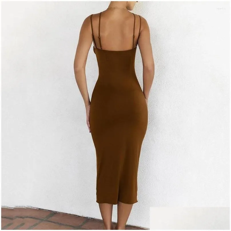 Casual Dresses Long For Women 2023 Spring/Summer Sexy Hollow Dress Women`s Explosive Fashion Folds Backless Hip Halter