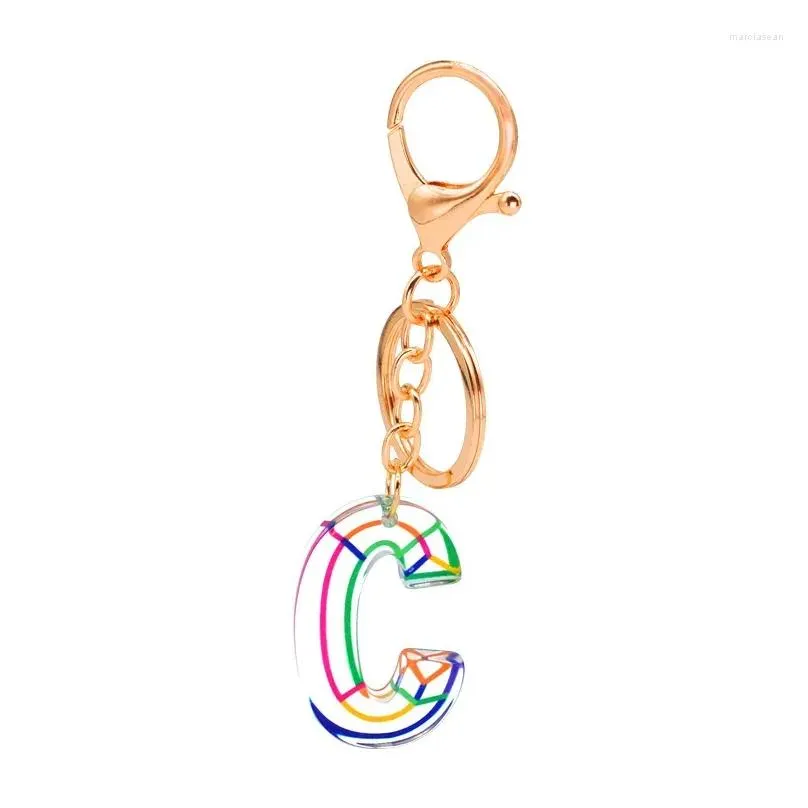 Keychains Transparent Striped Acrylic 26 English Letters Color Creative Jewelry Pendant DIY Keychain Accessories