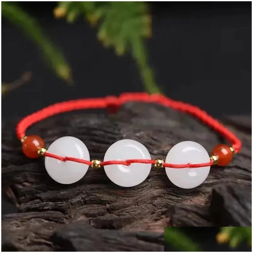 Anklets Hand-Woven Peace Buckle Bracelet Simple Sophisticated Type Red Rope Of Fortune Girlfriends Anklet Retro National Style