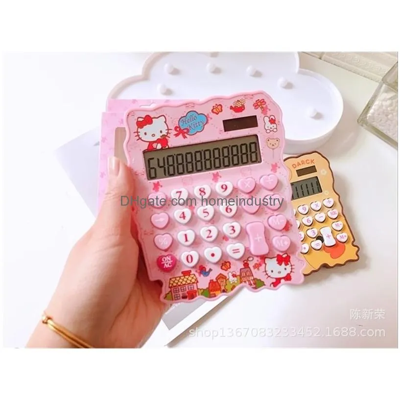 Calculators Wholesale 12 Digits Solar Cute Kitty Calcator Clear With Pen And Notebook Calcated Calcadoras Learn Gifts Blessings 220510 Dhnqn