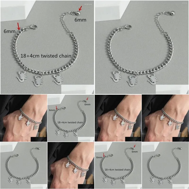 Charm Bracelets 316Stainless Steel Adjustable Men&Woman Bracelet The Scorpion Pendant Summer Trendy Accessories