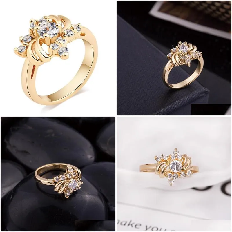 Wedding Rings MxGxFam Fashion Gold Color For Girls Women Daily Wear18kGoldPlated Cubic ZirconWedding WeddingWedding