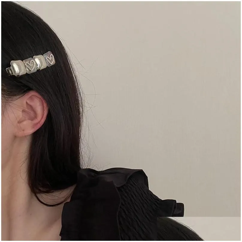 Hair Clips & Barrettes Korea Fashion Geometric Transparent For Women Girls Metal Gold Hollow Heart AccessoriesHair Stre22