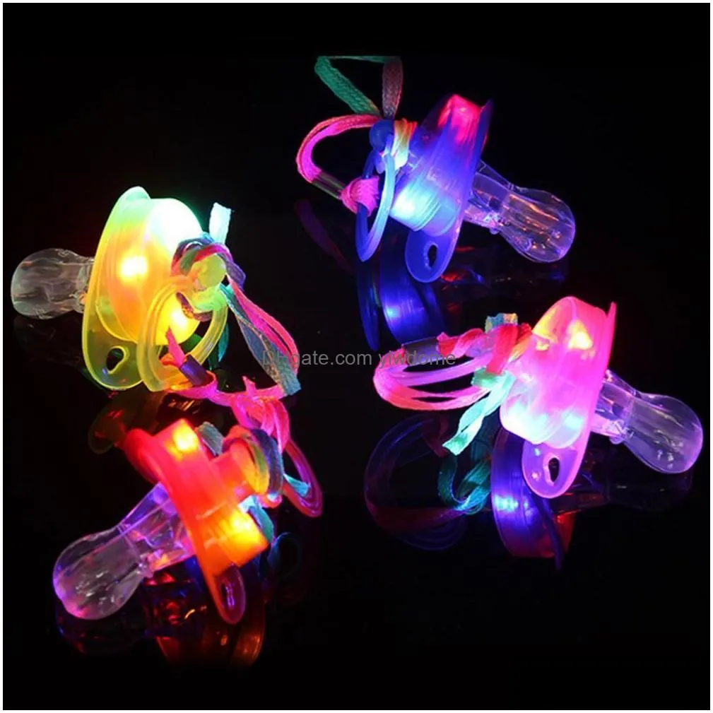 Led Rave Toy 1Pcs Colorf Night Light Pacifier Soft Up Necklace Whistle Nipple Glowing Flashin Drop Delivery Toys Gifts Lighted Dhxg7
