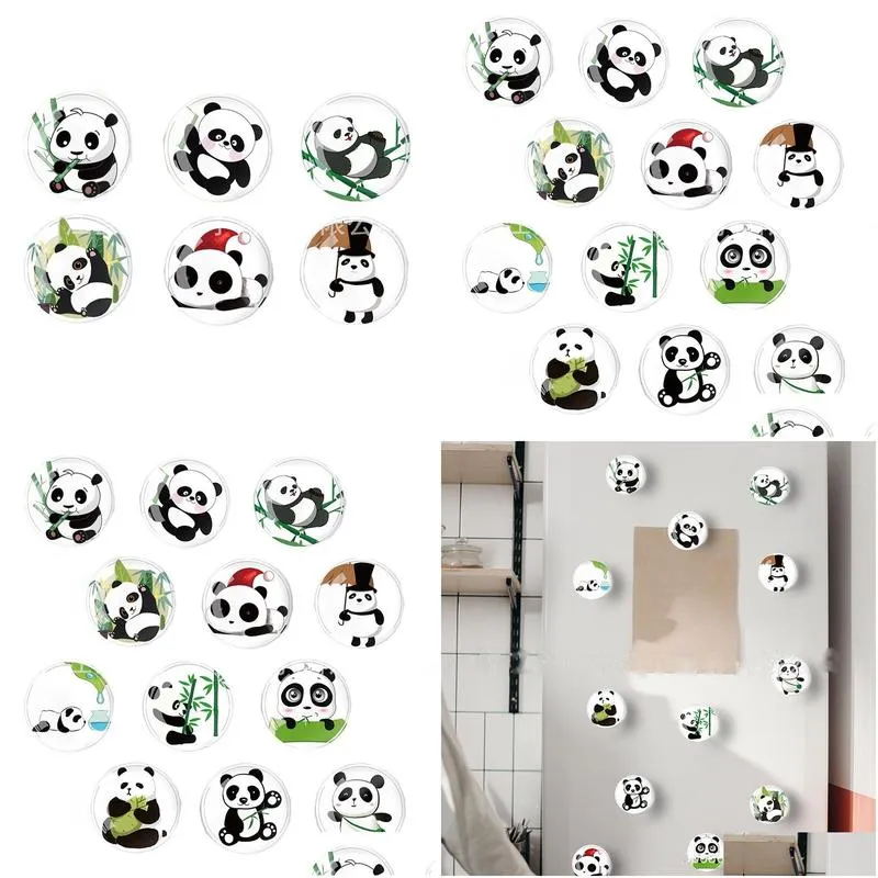 Fridge Magnets Crystal Glass Cartoon Panda Magnetic Stick Home Refrigerator Decoration Stickers Drop Delivery Garden Decor Dhca0