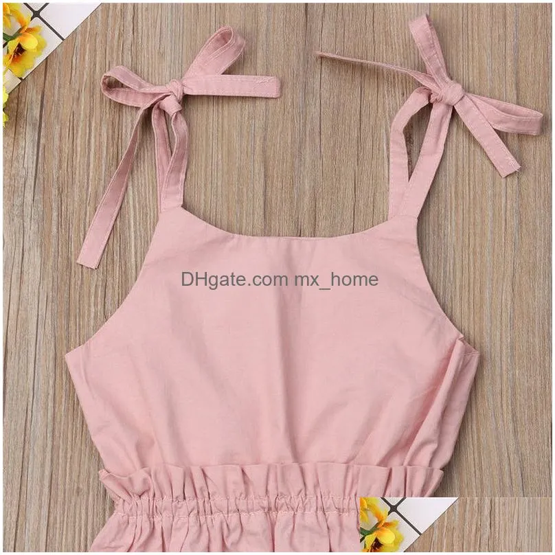 1-5t summer toddler kids baby girl romper sleeveless solid strap jumpsuit elegant cute princess clothing boho beach outfits