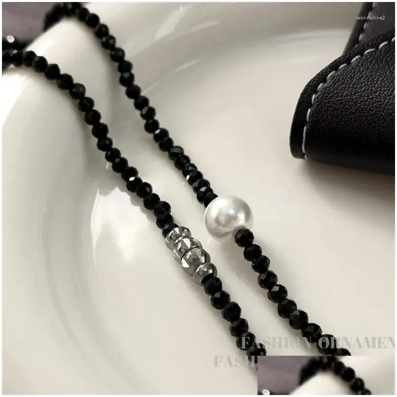 Pendant Necklaces Fashion Jewelry Vintage Temperament Black Glass Beads Necklace For Women Girl Party Gifts Simply Design Accessories