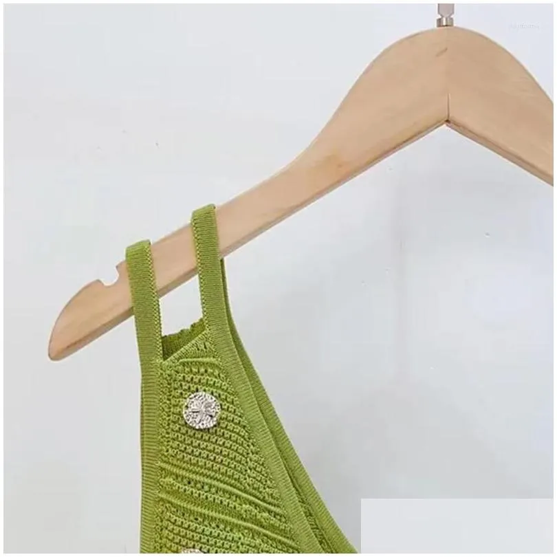 Work Dresses Women Fashion Knitted Set Diamond Button Decoration Ladies Irregular Tassel Skirt or Single Shoulder Sling Camis Top 2023