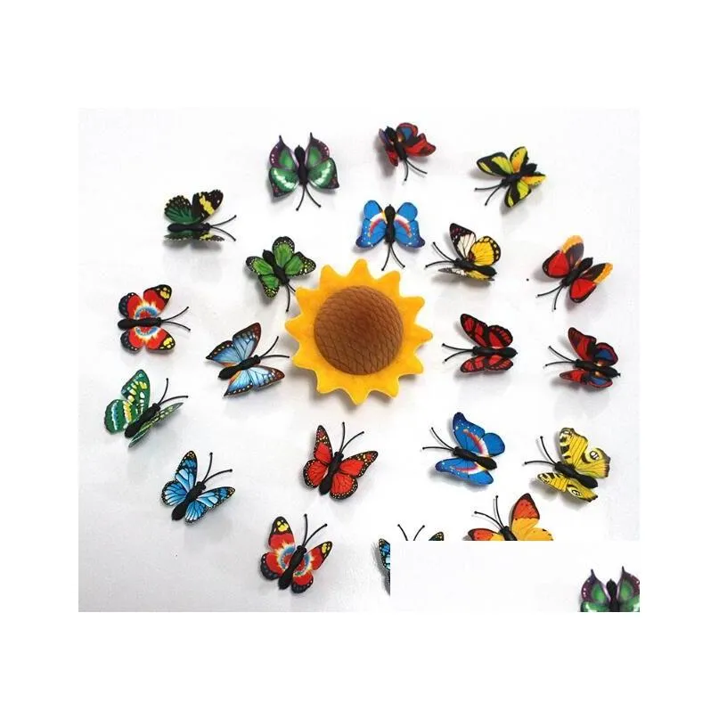 Fridge Magnets Artificial 3D Butterfly Magnet Sticker Refrigerator Home Decoration Xb Drop Delivery Garden Decor Dha7Y