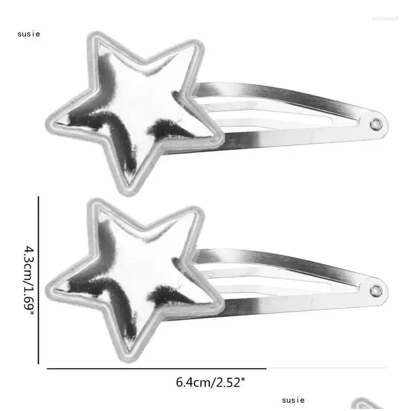 Hair Clips X7YA Hairpin Side Clamp Liu-Hai Horse Tail Clip For Women Lady Y2k Pentagram Barrette