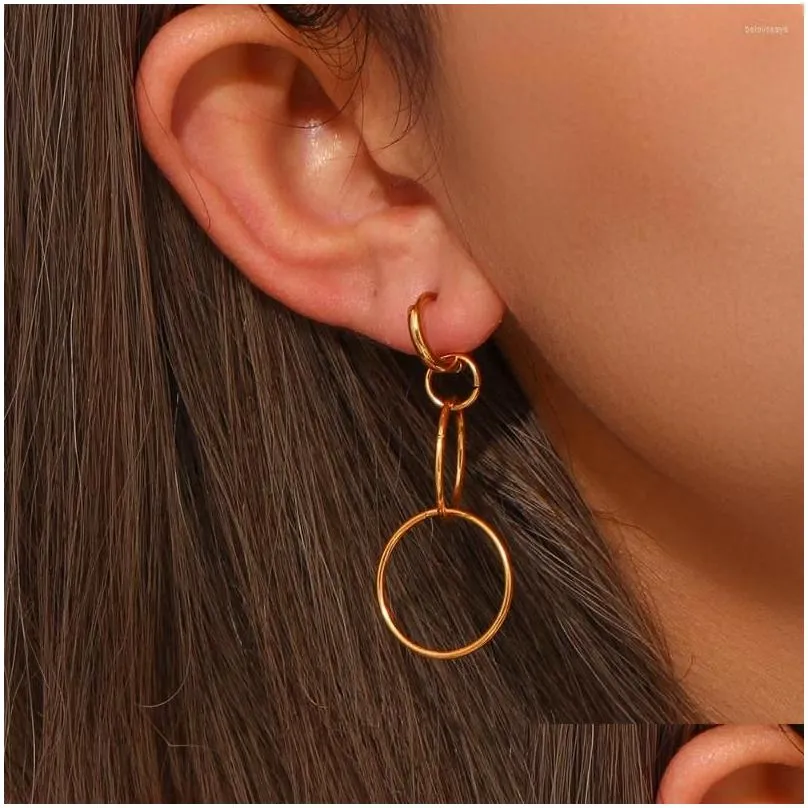 Hoop Earrings 2023 Minimalist Three Drop 18K Gold Plated Personalized Waterproof Jewelry For Women Party