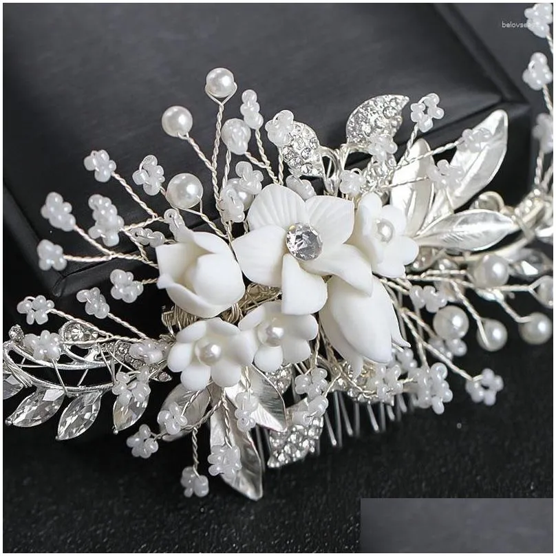 Hair Clips Style Bridal Comb Headdress Flower Handmade Pan Accessories TEN
