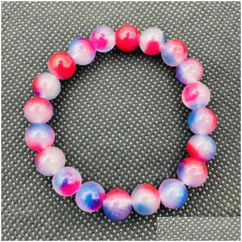 Strand 2PCS/Set Peach Color Bracelet Small  Natural Stone Crystals Dream Couple Gift String For Girls Boys
