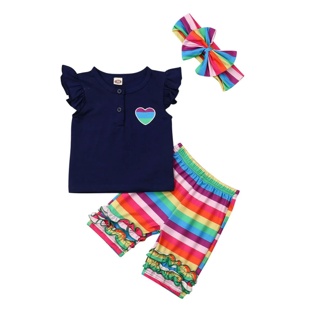 Toddler Baby Girl Outfits Clothes Summer Tshirt TopsPants Short 3PCS Set2761124