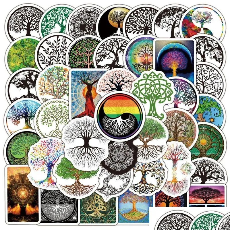 50pcs Tree of Life Totem Stickers Graffiti Kids Toy Skateboard car Motorcycle Bicycle Sticker Decals Wholesale