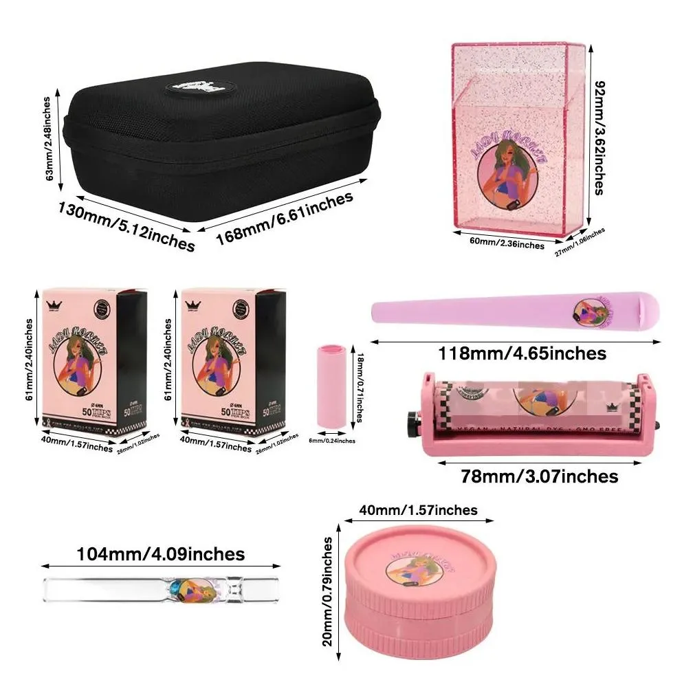 Accessories Smoke Shop Lady Smoking Pink Tobacco Kit Herb Grinder Cigarette Case Plastic Storage Tube Glass Smok Pipe 78Mm Rolling Hin Dhnqn
