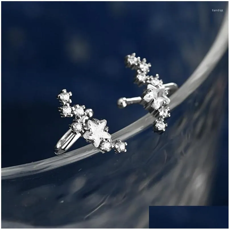 Stud Earrings Stars Five-Pointed Star Earring Flowers Inlaid With Zircon No Ear Hole Clip On For Girl Women Gift