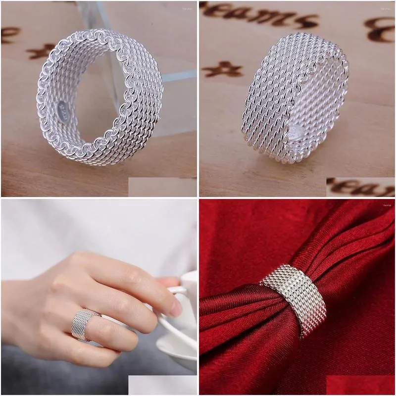 Cluster Rings 925 Sterling Silver Interwoven Web Ring For Woman Fashion Charm Wedding Engagement Jewelry