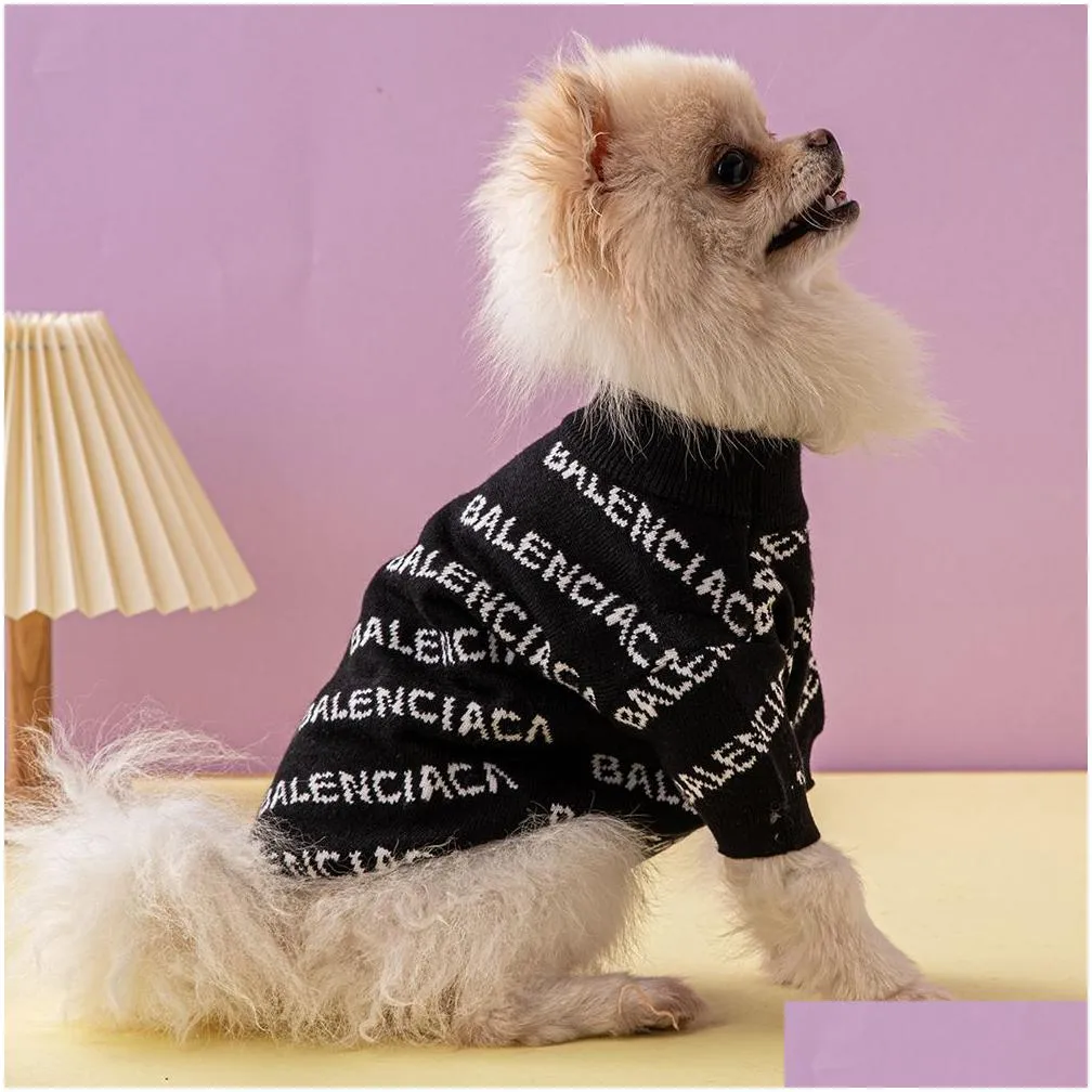 Dog Apparel Pet Designer Clothes Sweater Brands Knitted Turtleneck Cold Weather Pets Coats Puppy Cat Sweatshirt Drop Delivery Home Gar Dhtur