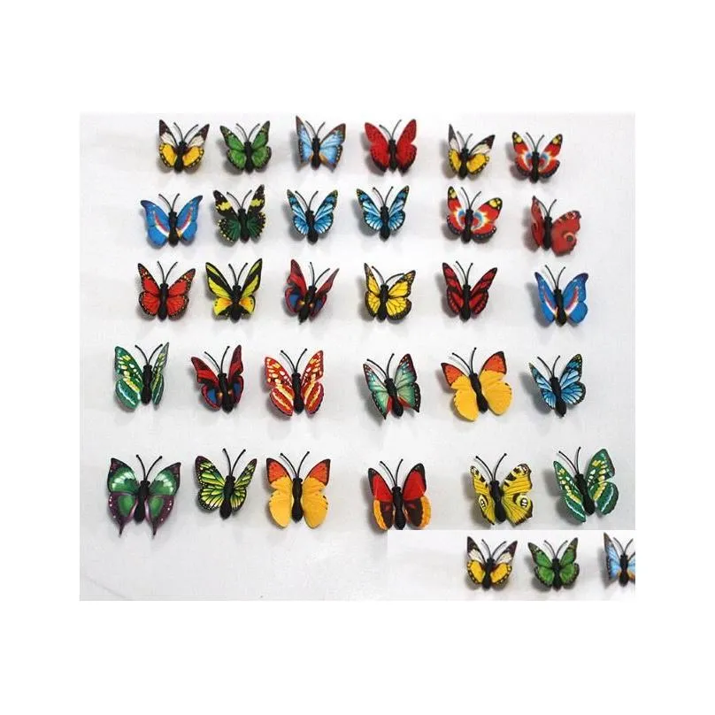 Fridge Magnets Artificial 3D Butterfly Magnet Sticker Refrigerator Home Decoration Xb Drop Delivery Garden Decor Dha7Y