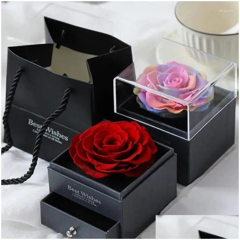 Pendant Necklaces Luxury Zircon Moon Necklace With Rose Gift Box Jewelry Set 100 Languages I Love You Projection For Women Christmas