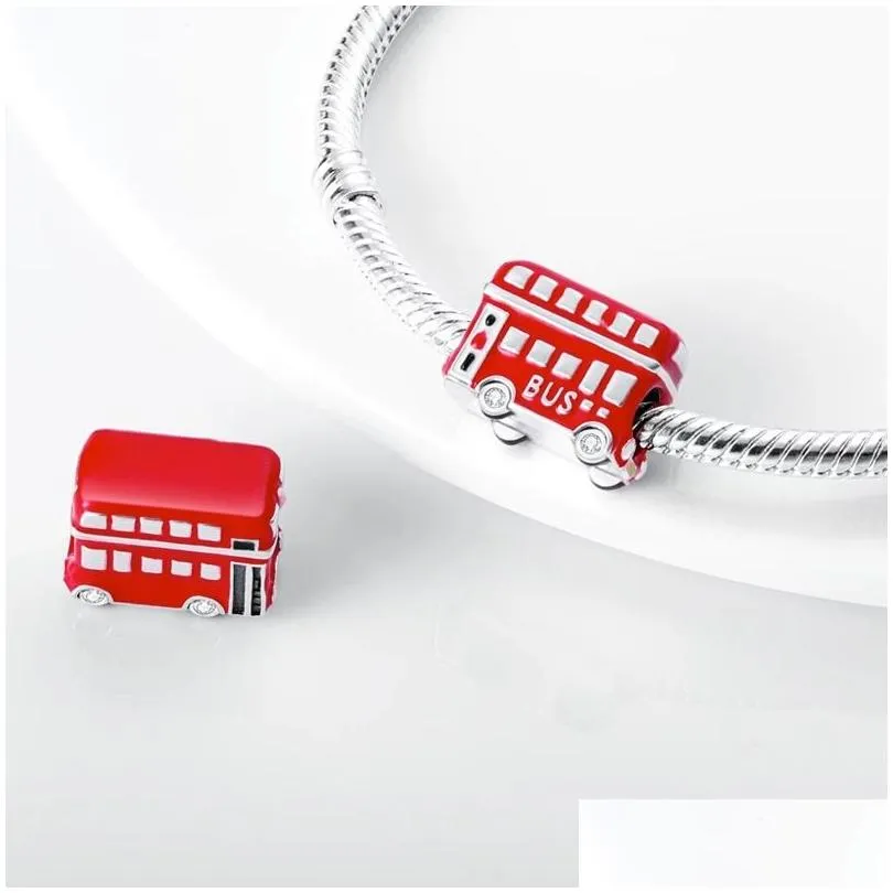 925 sterling silver charm bracelet beads charms double decker bus beads