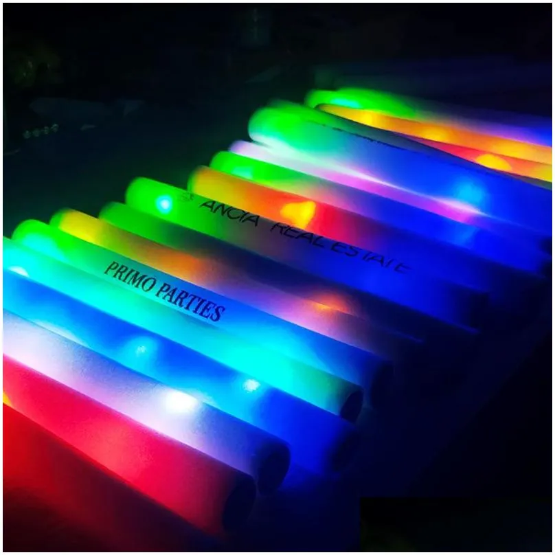 other event party supplies led glow sticks foam customized personalized flashing light up batons wands in the dark wedding 230421