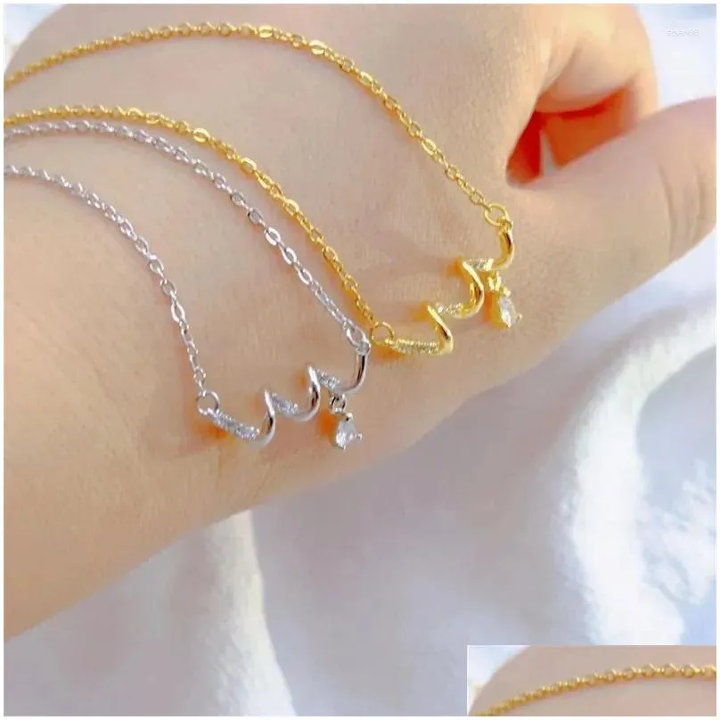 Chains Classic Personalized Micro-inlaid Spiral Turn Necklace Fashion Exquisite Light Luxury Cute Design Stainless Steel Clavicle