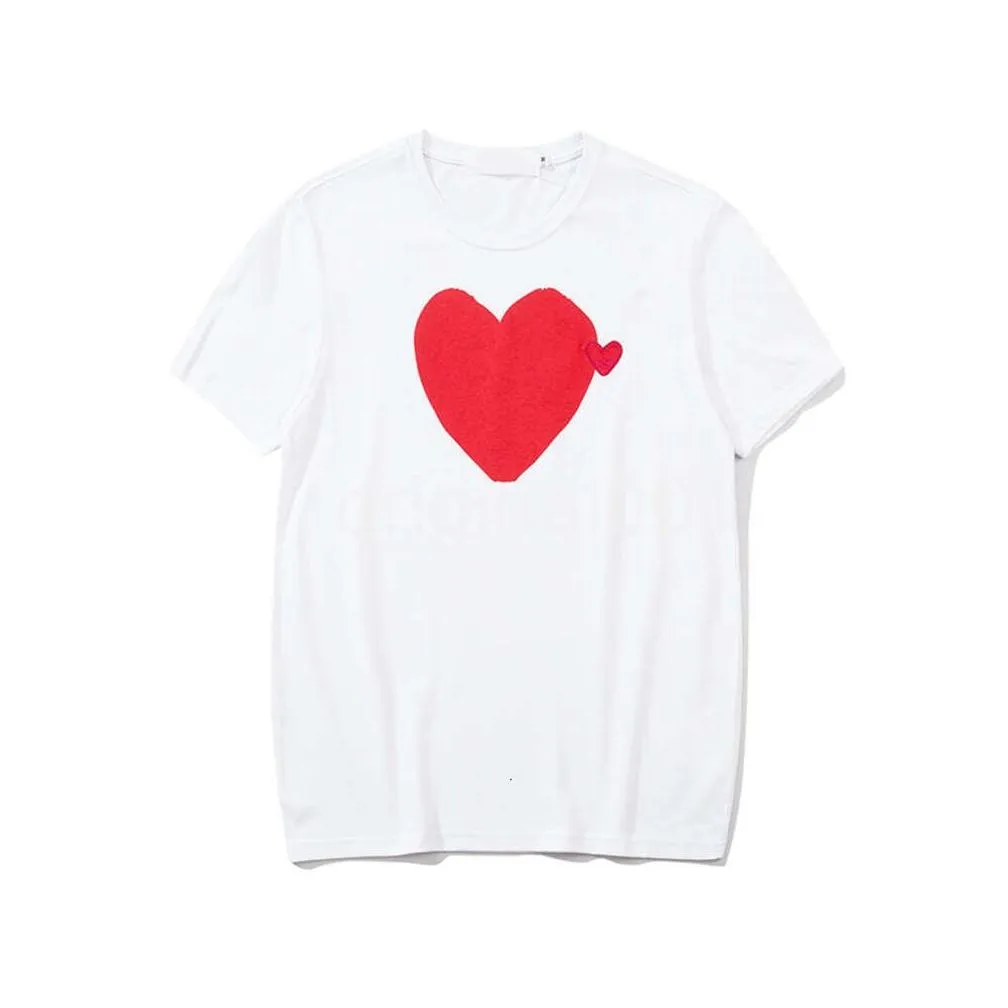 Men`S T-Shirts Mens Summer Cdgs Play T Shirt Commes Short Sleeve Womens Des Badge Garcons Embroidery Heart Red Love Drop Delivery Appa Ote5Y