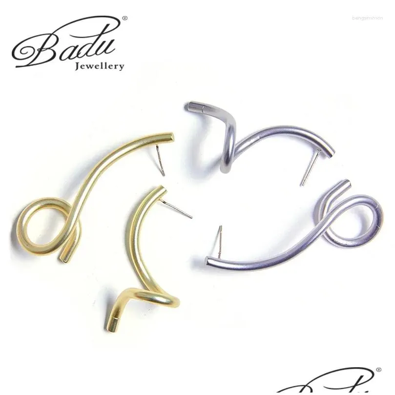 Dangle Earrings Badu Elegant Matte Gold Color For Women Irregular Asymmetry Simple Metal Statement Jewelry Wholesale